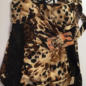 Shirley of Hollywood animal print halter top XL